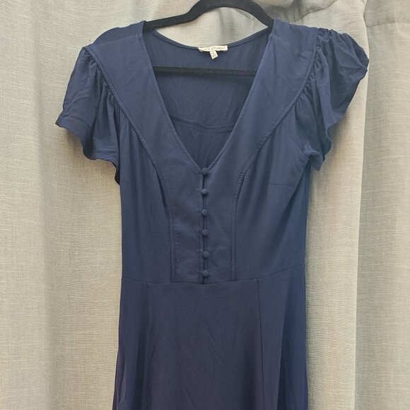 Navy blue front button dress from Modcloth. Small. - Picture 3 of 4